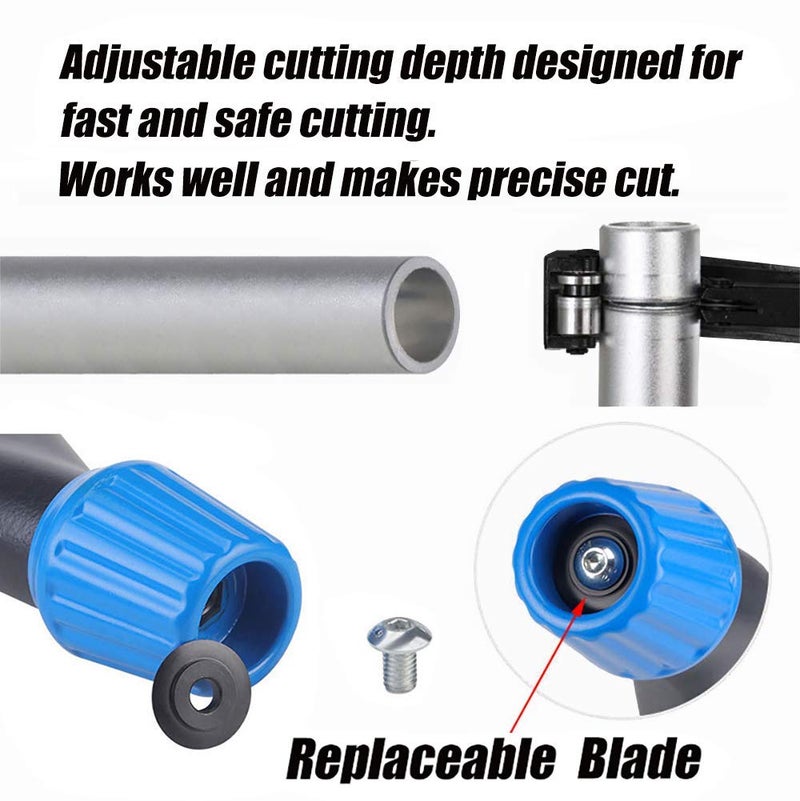 GOLDEAL Tube Cutter,Constant Swing Pipe Cutter Tool for Metal Pipe,1/8" - 1-3/16",with 5 Spare Cutting Blades,Bike Front Fork/Seatpost/Seat Tube/Steerer Tube Cutter(Blue) - Image 5